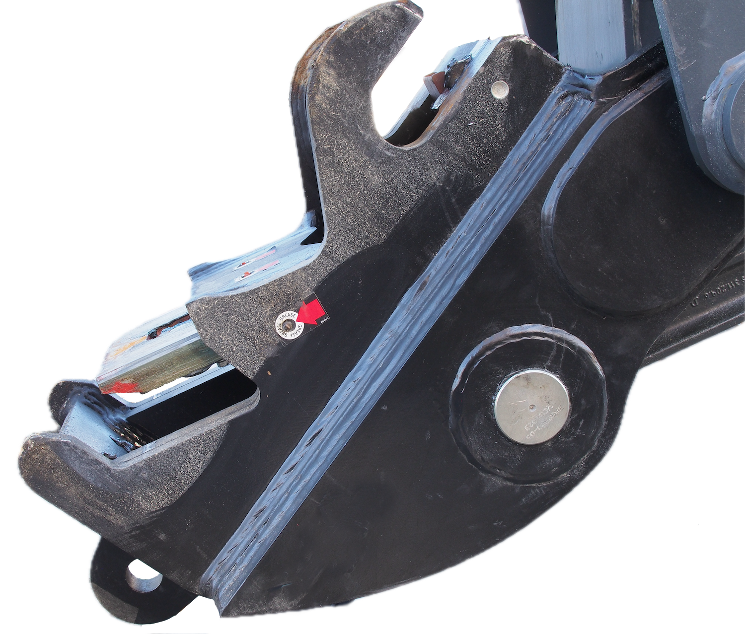 Orange bucket attachment for heavy machinery