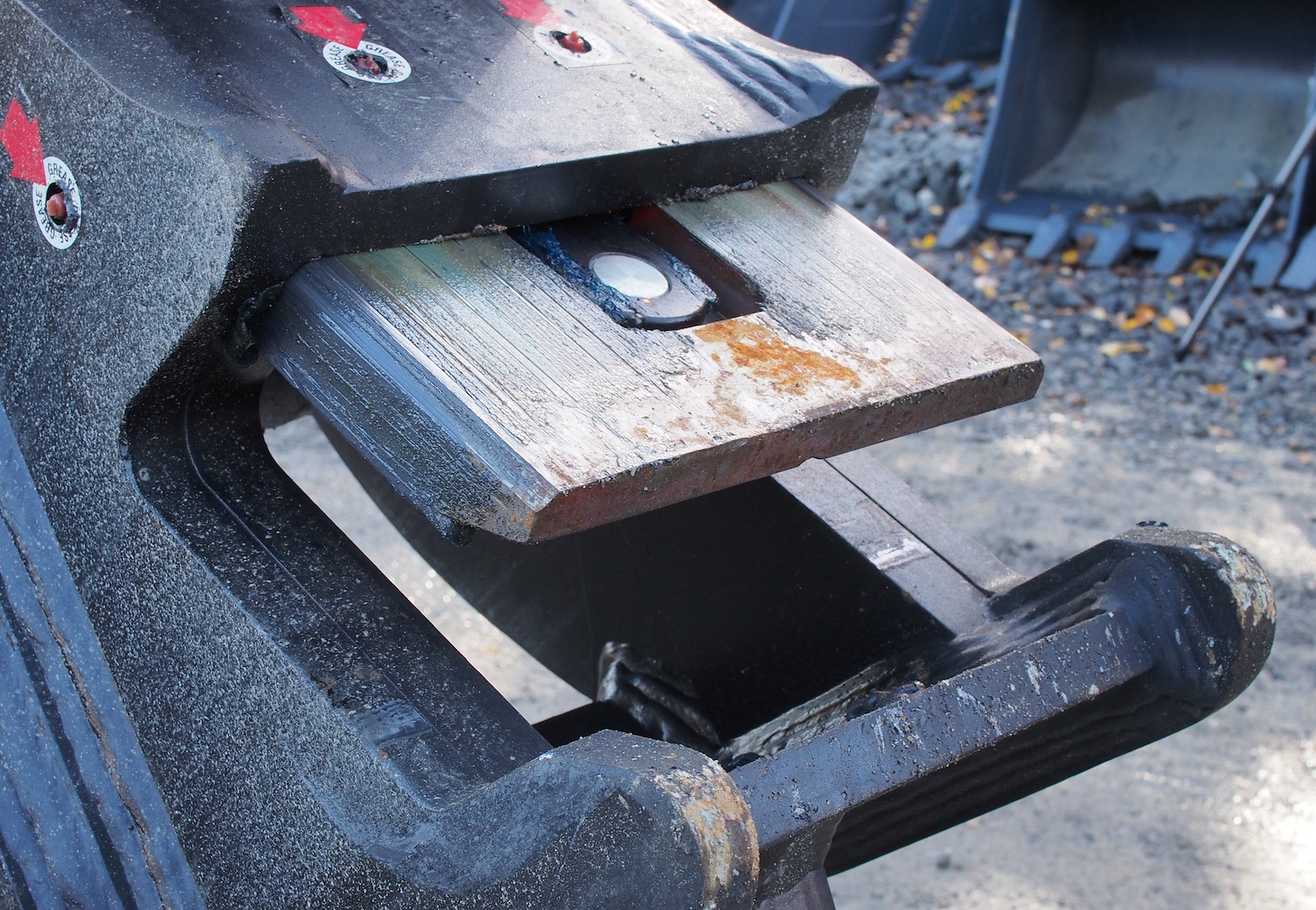 Orange bucket attachment for heavy machinery