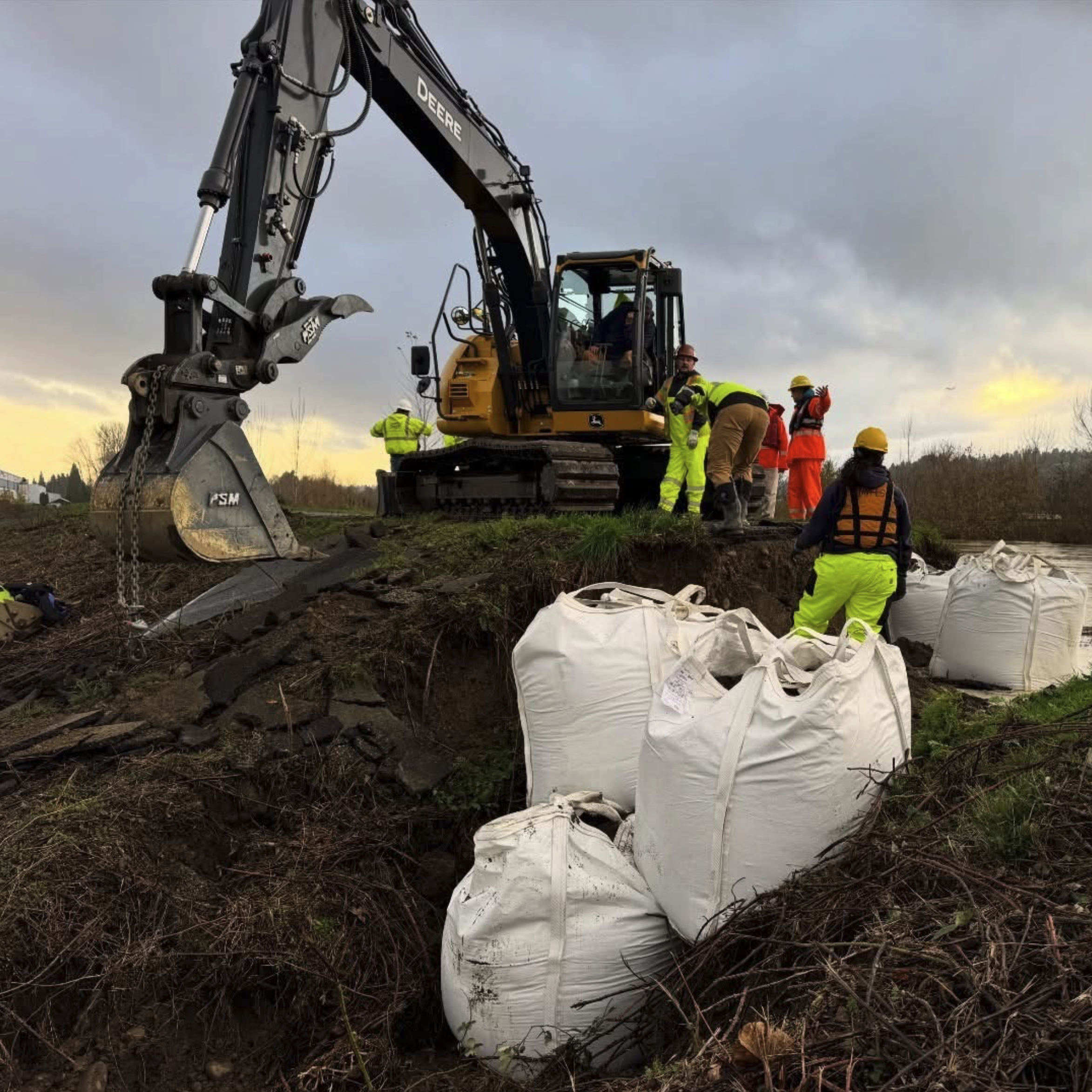 PSM bucket and thumb fixing dike